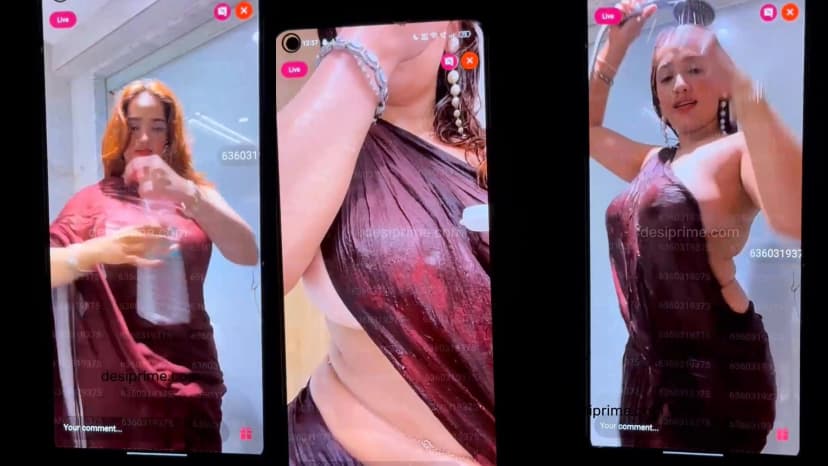 Thumbnail for Aditi Mistry Red Saree Strip Tease Boobs Play in Shower and Nipples See-Through