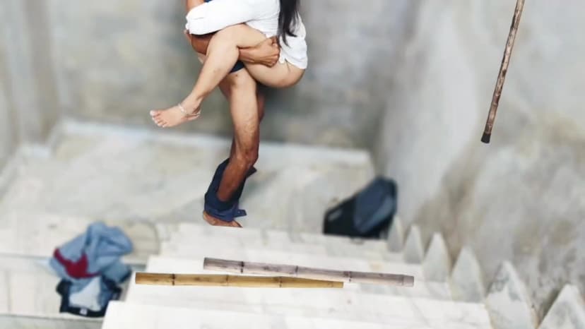 Thumbnail for Indian College Chick Fucking Her Classmate on Ladder Full Hindi Sex College Couple