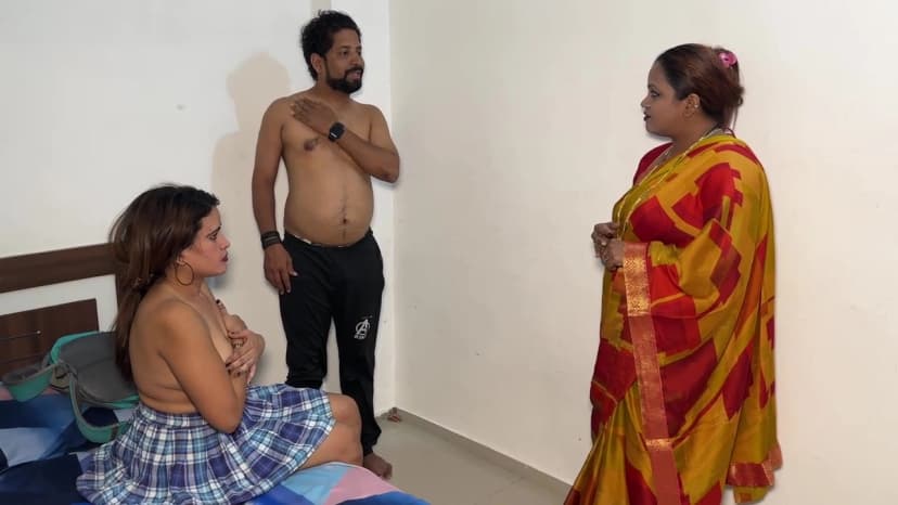 Thumbnail for Brother-in-law Spots Sister-in-law Alone at Home and Fucks Her. Wife Joins the Threesome