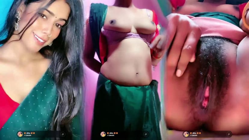 Thumbnail for Horny Desi Bhabhi Strips Saree, Shows Huge Boobs & Fingers Her Wet Hairy Pussy